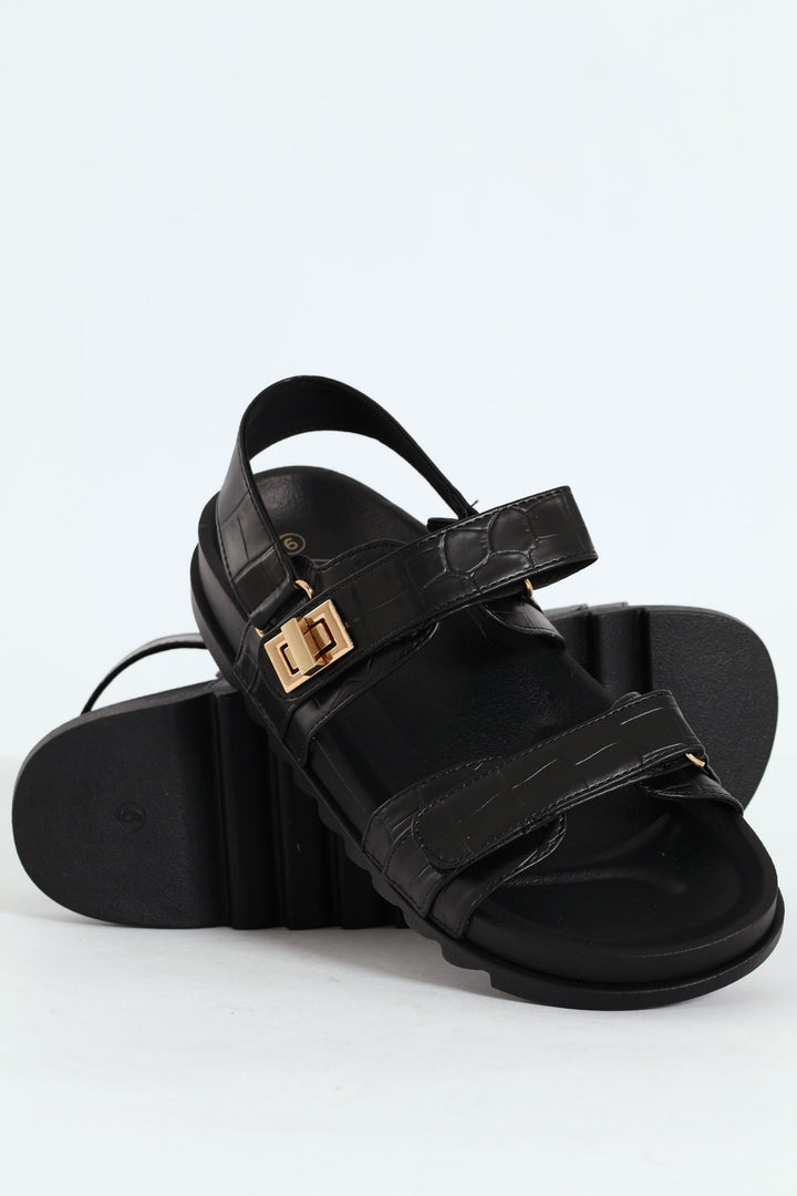 Double Strap Sandal - Black