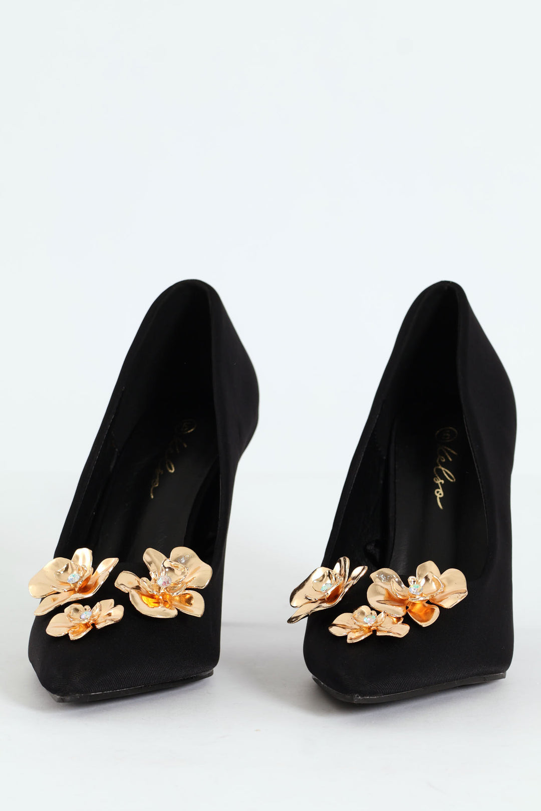 Jewelled Trimmed Court Heel - Black