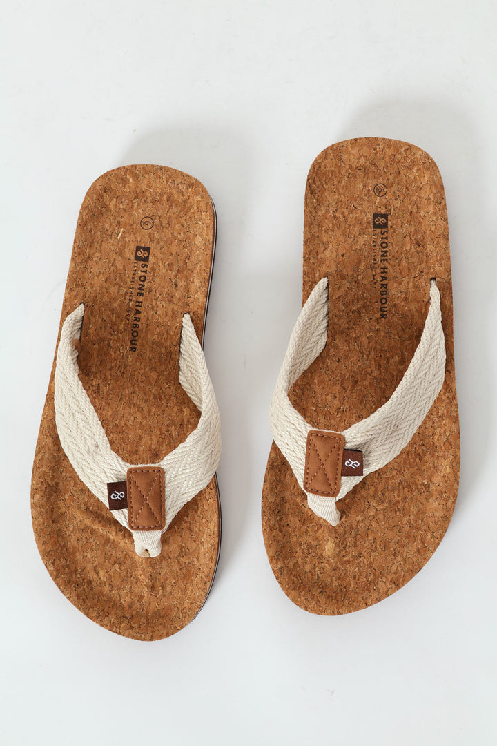 Braided Upper Cork Wide Vamp - Stone