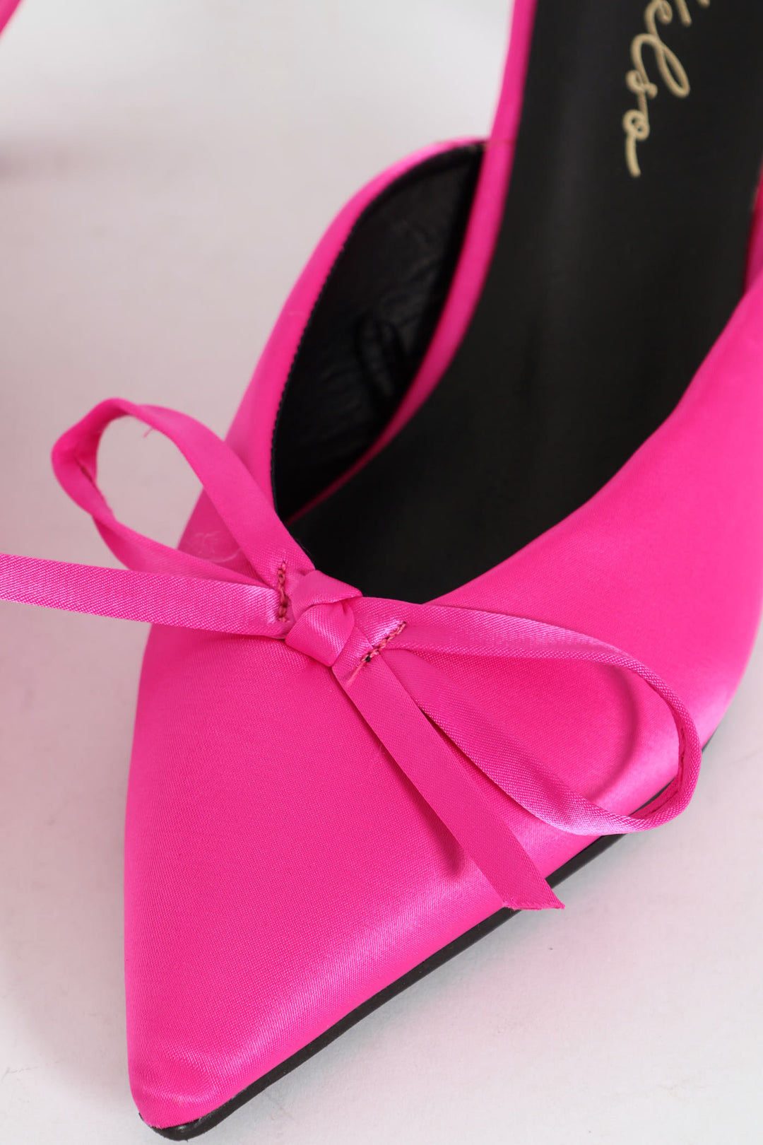 V-Cut Mule Heel With Rope Bow - Cerise