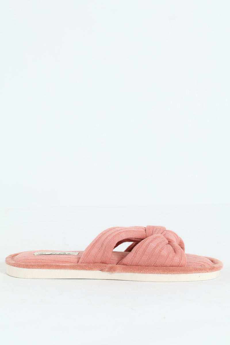 Knotted Open Toe Slipper - Dark Pink
