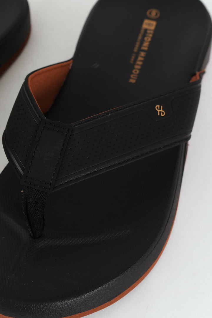 Ultra Soft Wide Vamp Sandal - Black