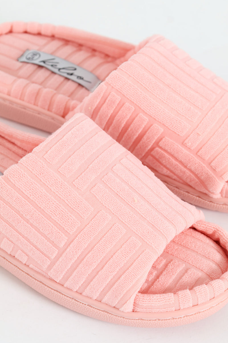 Embossed Mule Slipper On Bucket Outsole - Pink