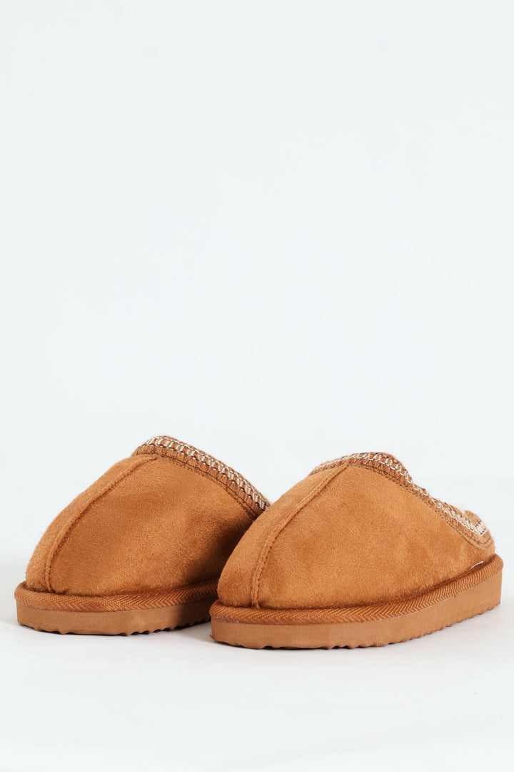 Girls Eskimo Edging Stich Slipper - Tan