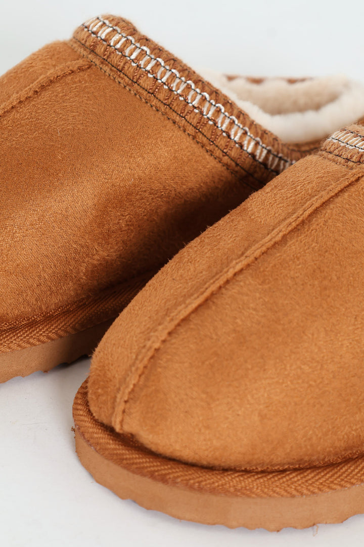 Girls Eskimo Edging Stich Slipper - Tan