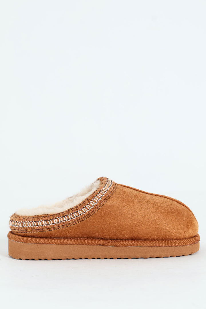 Girls Eskimo Edging Stich Slipper - Tan