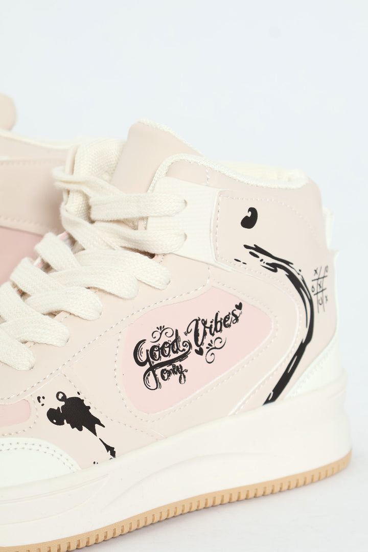Girls Graffiti Hitop Sneaker - Blush