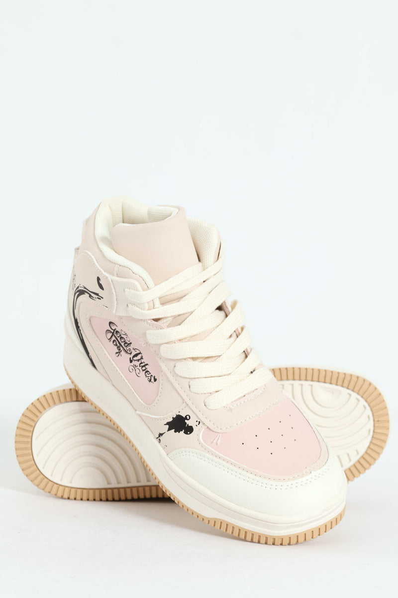 Girls Graffiti Hitop Sneaker - Blush