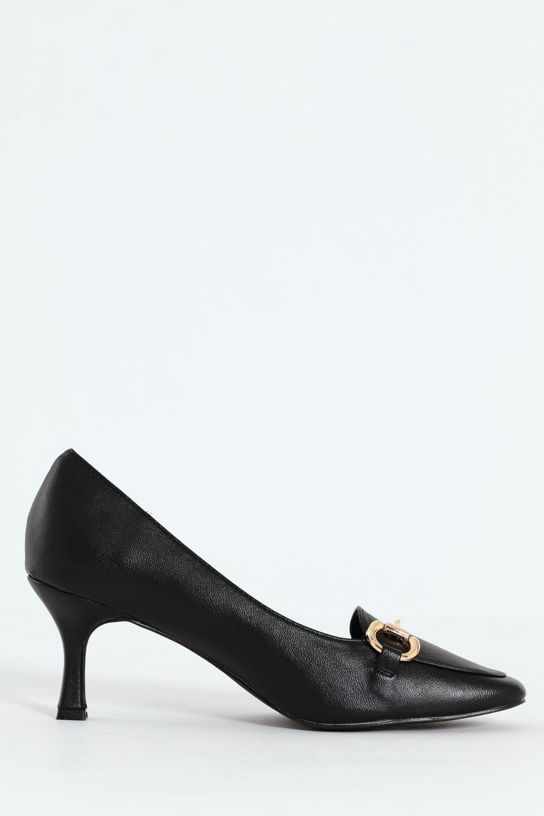 Juliet Almond Toe Juliet Horsebit Kitten Court Heel - Black
