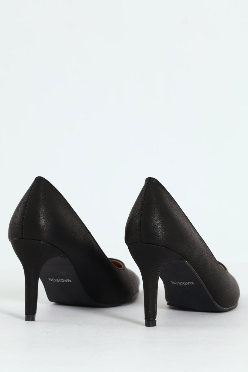 Madison Pointed Toe Stiletto Court Heel - Black