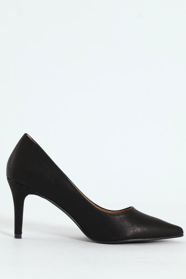 Madison Pointed Toe Stiletto Court Heel - Black