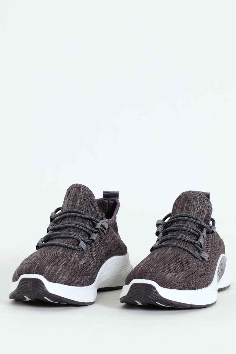 Basic Flyknit Lace Up Sneaker - Charcoal