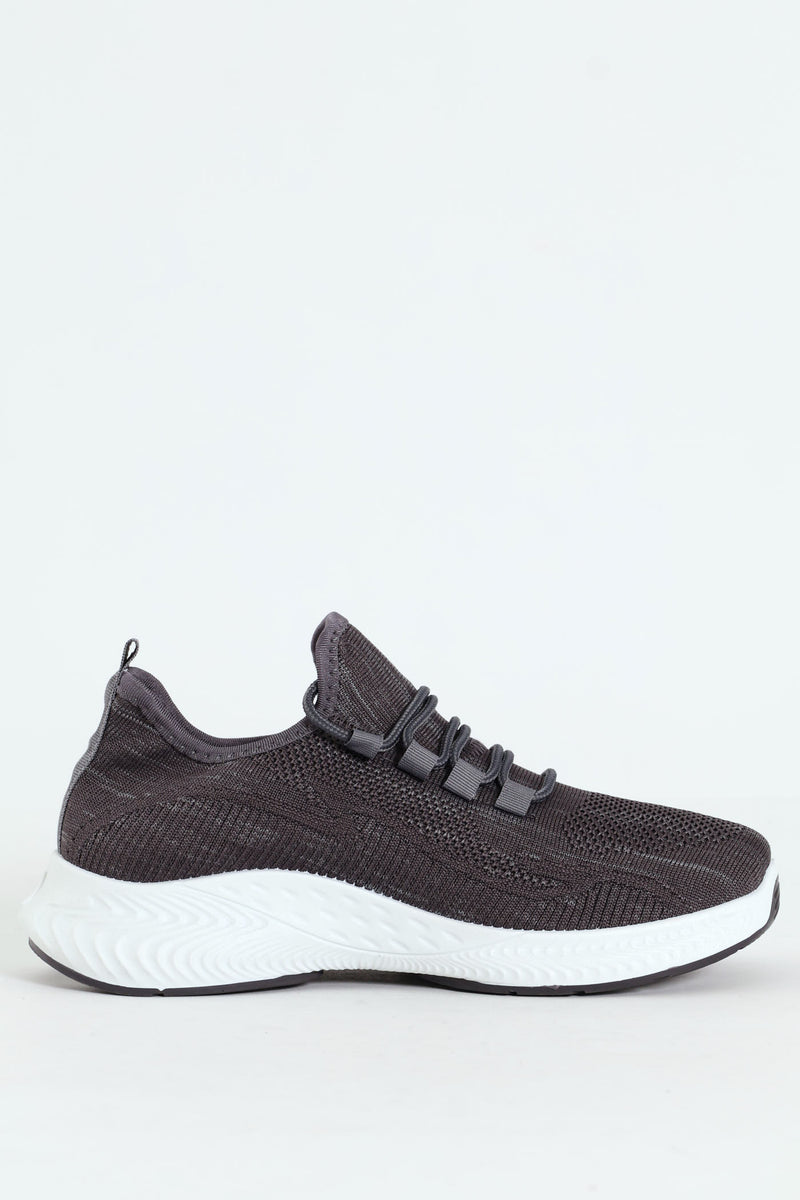 Basic Flyknit Lace Up Sneaker - Charcoal