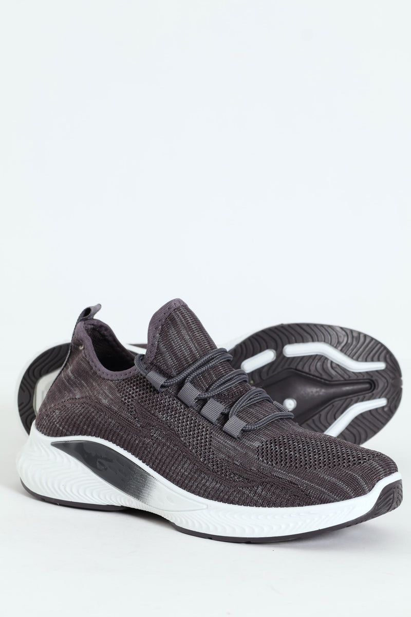 Basic Flyknit Lace Up Sneaker - Charcoal