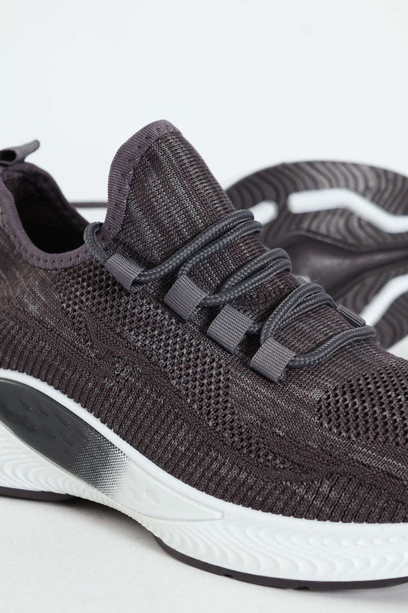 Basic Flyknit Lace Up Sneaker - Charcoal