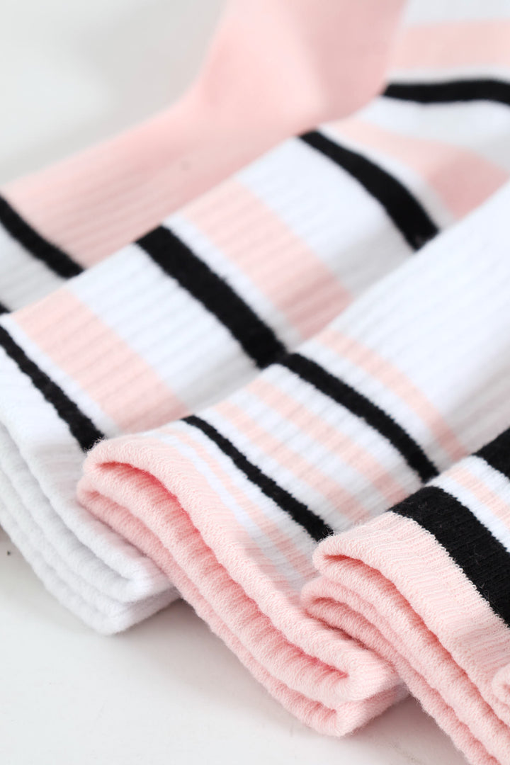 Girls 5 Pack Rib Anklet Socks - Pink