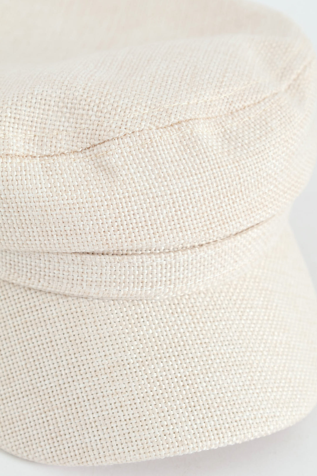 Linen-Look Baker Boy Hat - Cream