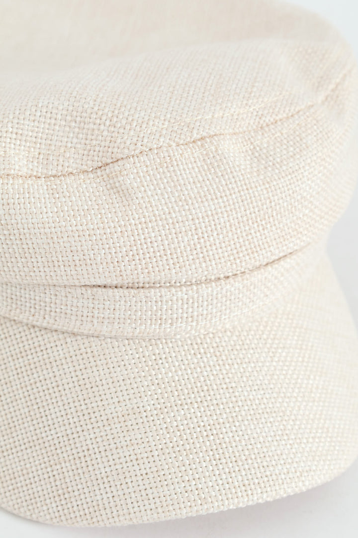 Linen-Look Baker Boy Hat - Cream