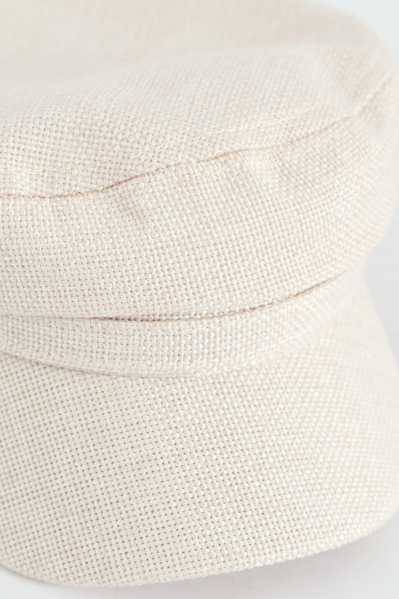 Linen-Look Baker Boy Hat - Cream
