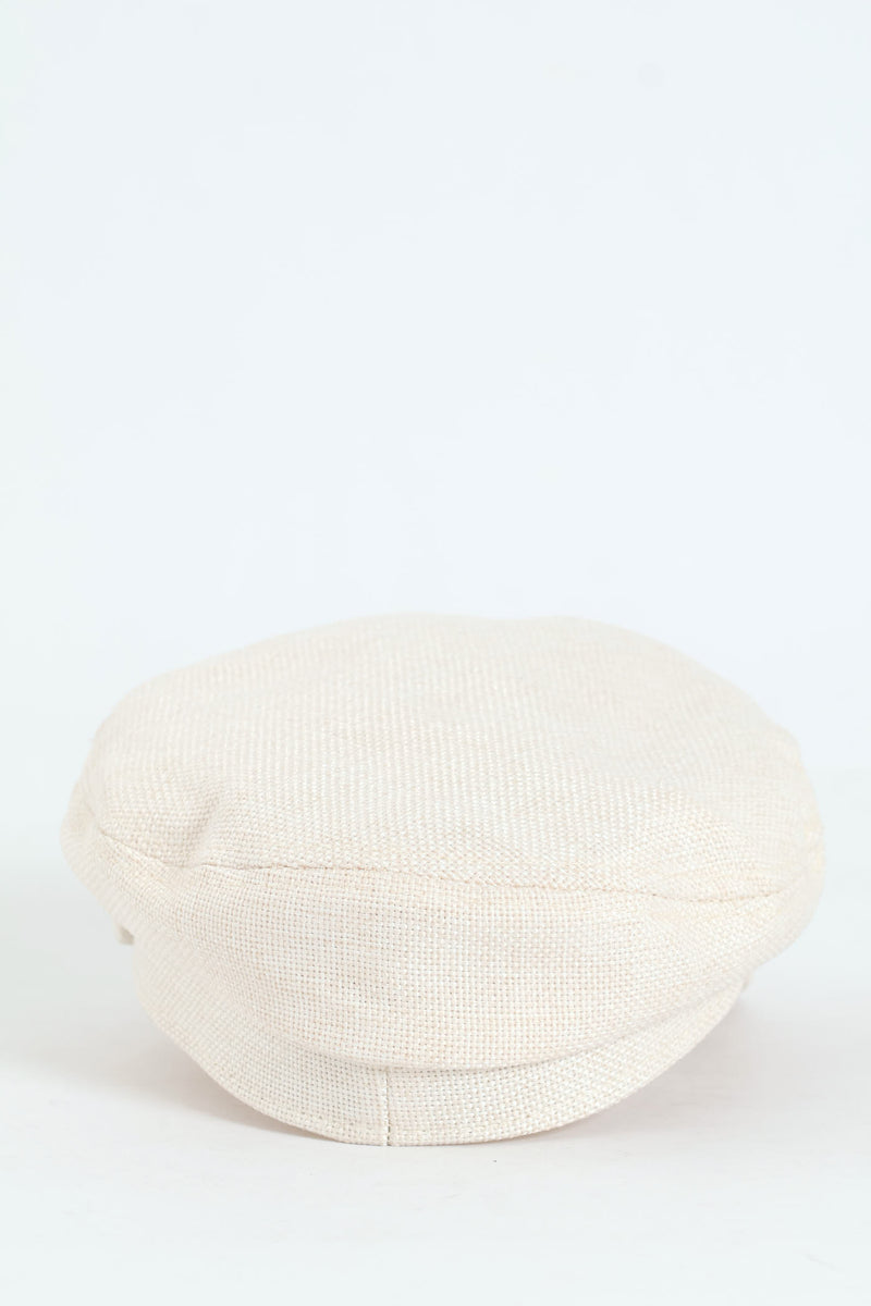 Linen-Look Baker Boy Hat - Cream