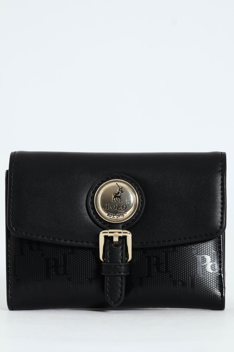 Savoy Compact Trifold Purse - Black
