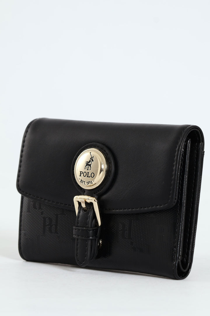 Savoy Compact Trifold Purse - Black