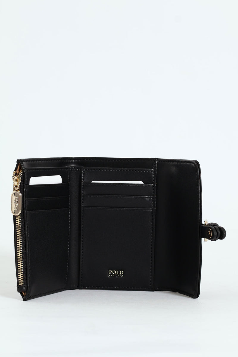 Savoy Compact Trifold Purse - Black
