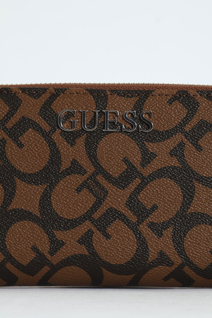 Abbas Large Zip Around Purse - Dark Brown