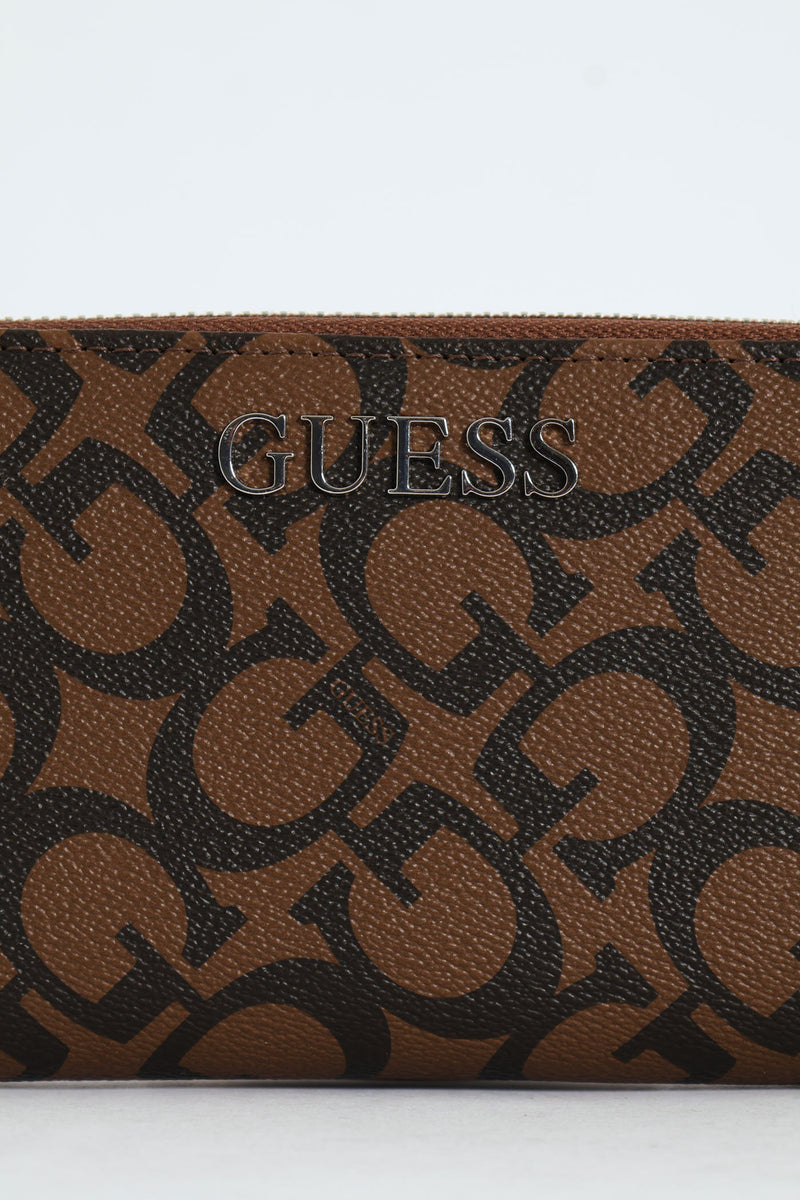 Abbas Large Zip Around Purse - Dark Brown