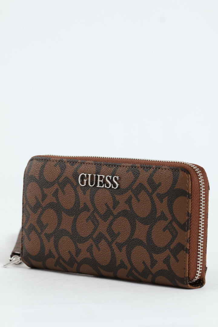 Abbas Large Zip Around Purse - Dark Brown