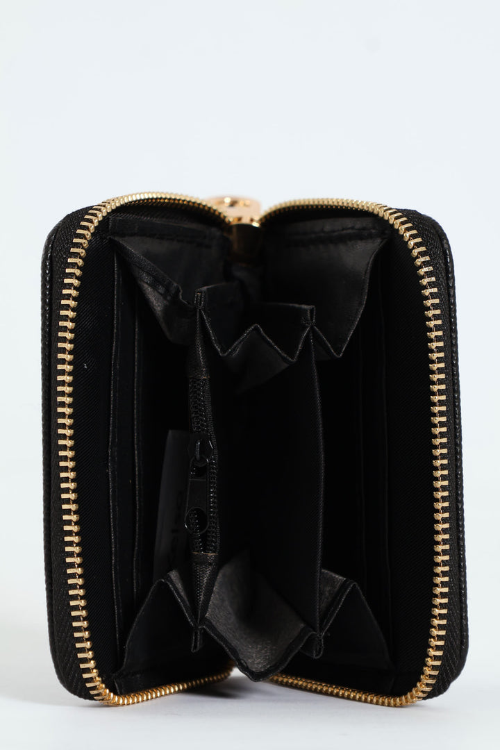 Small Zip Around Purse - Black