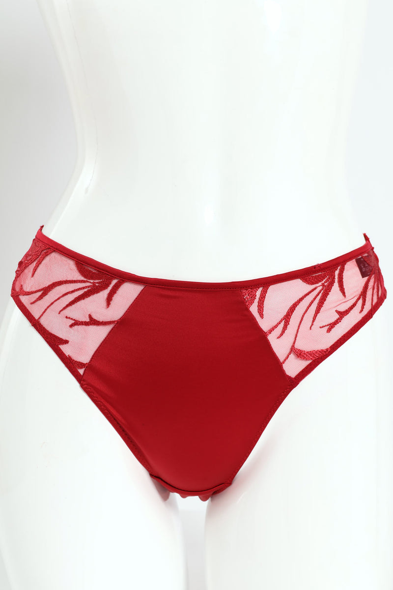 2 Pack Cloth & Embroidered Bikini Panty - Red/Black