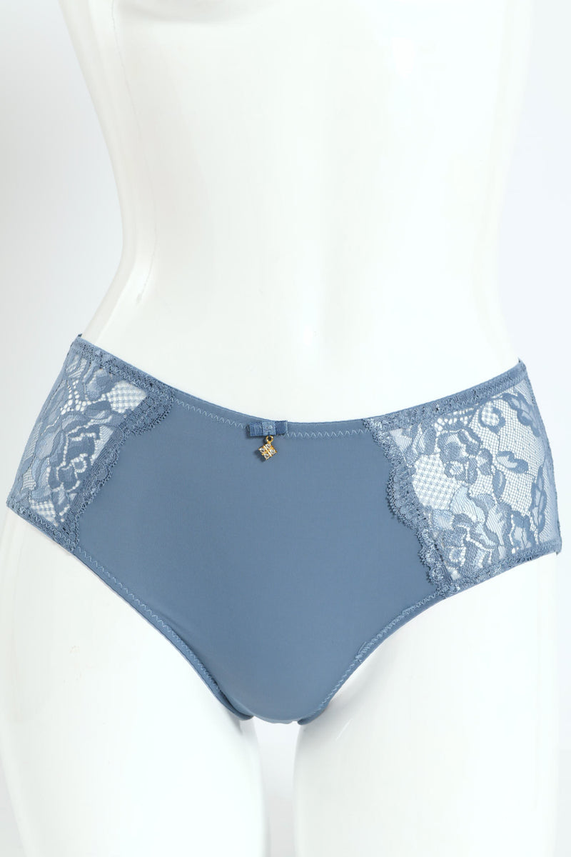 Microfibre & Lace Boyleg Panty - Blue