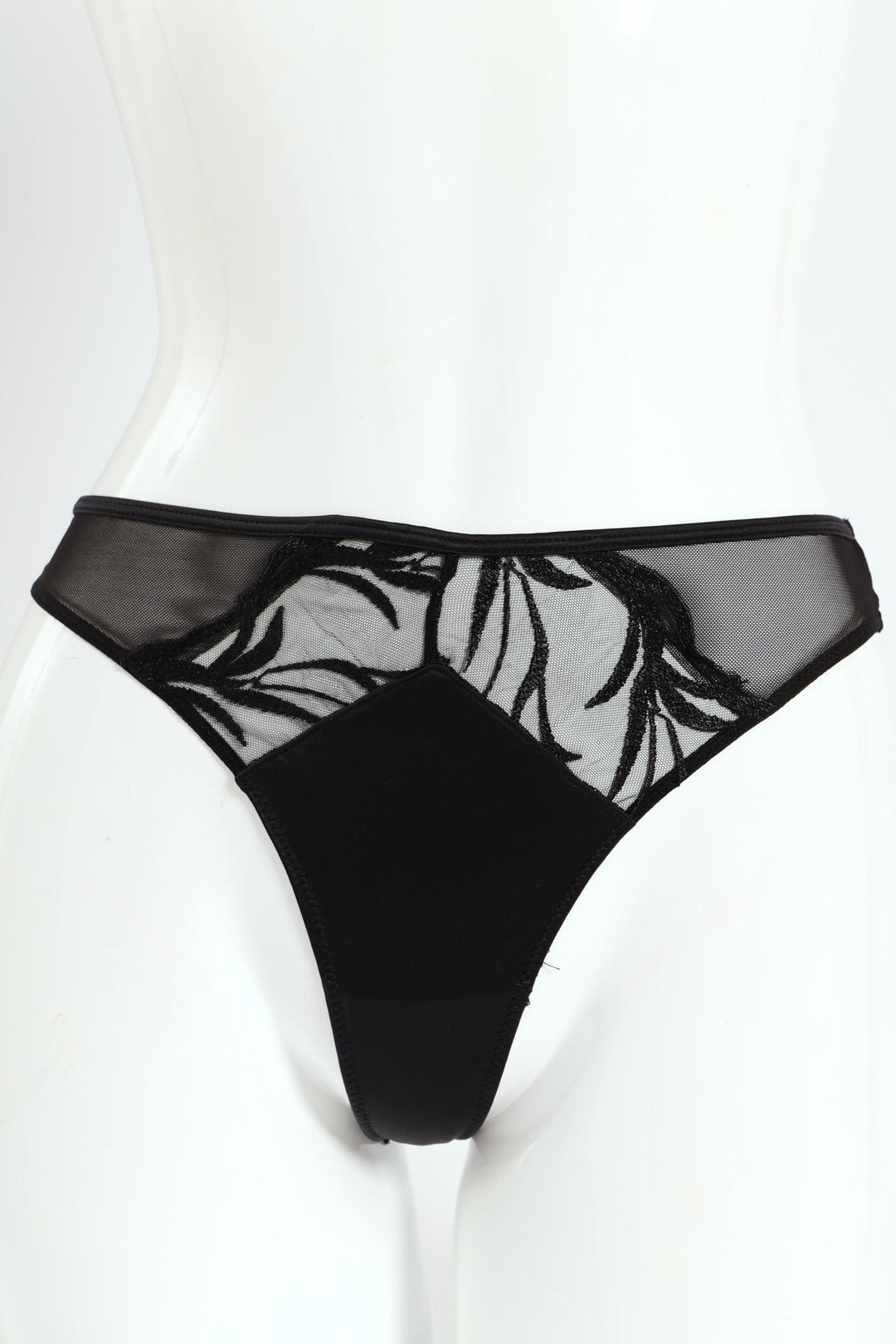 2 Pack Cloth & Embroidered Thong Panty - Red/Black