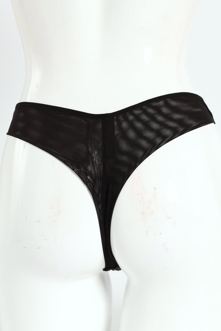 2 Pack Cloth & Embroidered Thong Panty - Red/Black