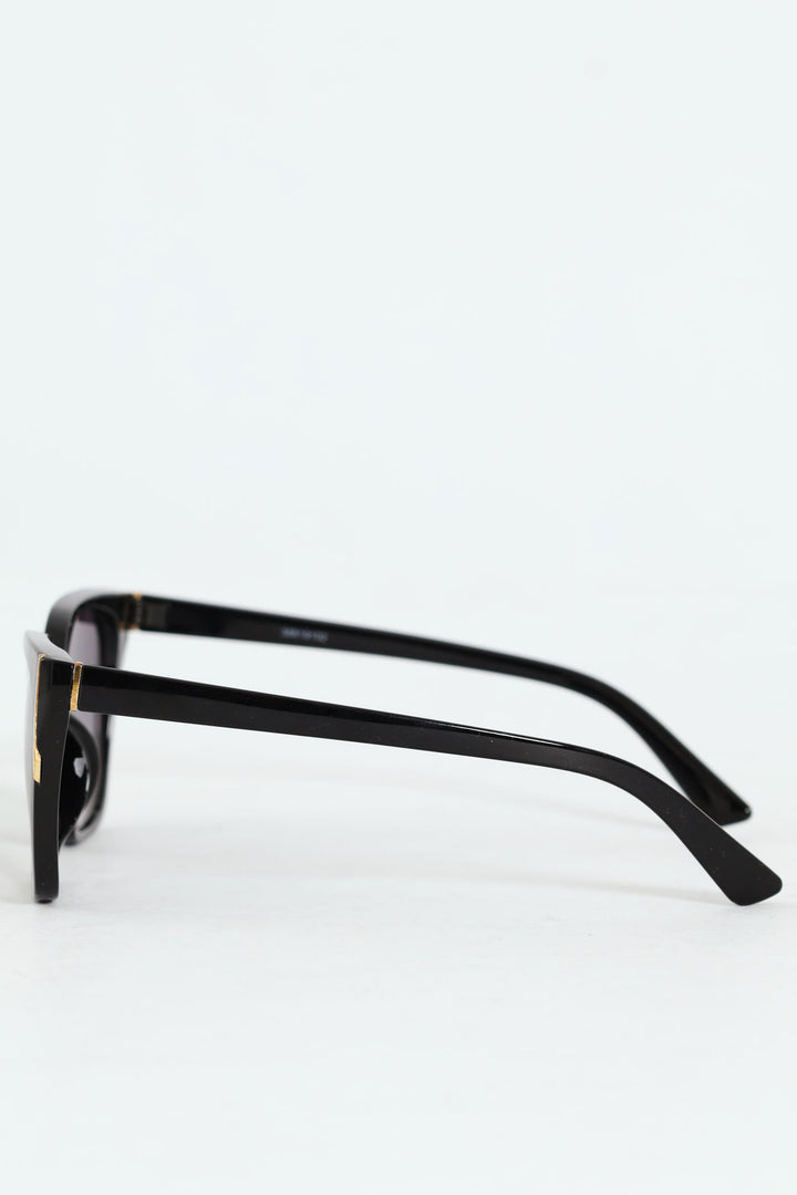 Flushed Lens Cat Eye Sunglasses - Black