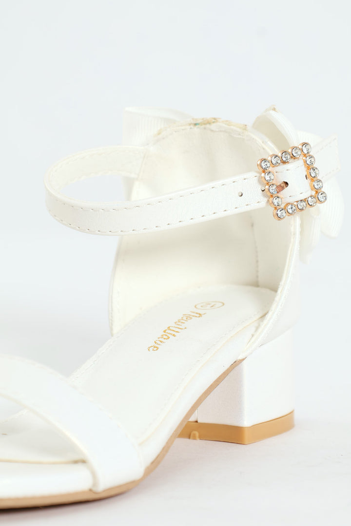 Girls Heeled Sandal - White