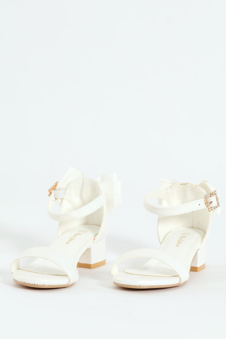 Girls Heeled Sandal - White