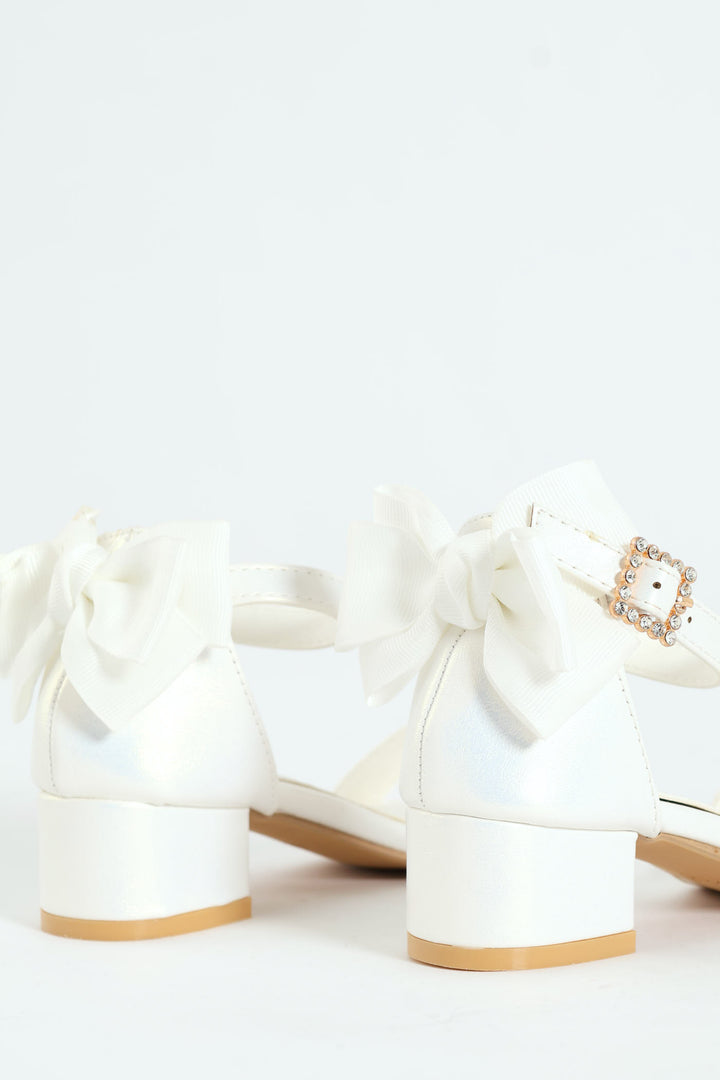Girls Heeled Sandal - White