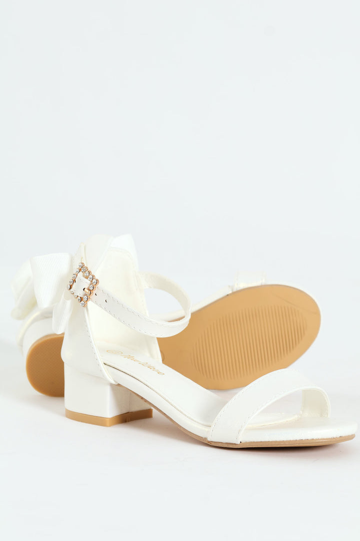 Girls Heeled Sandal - White