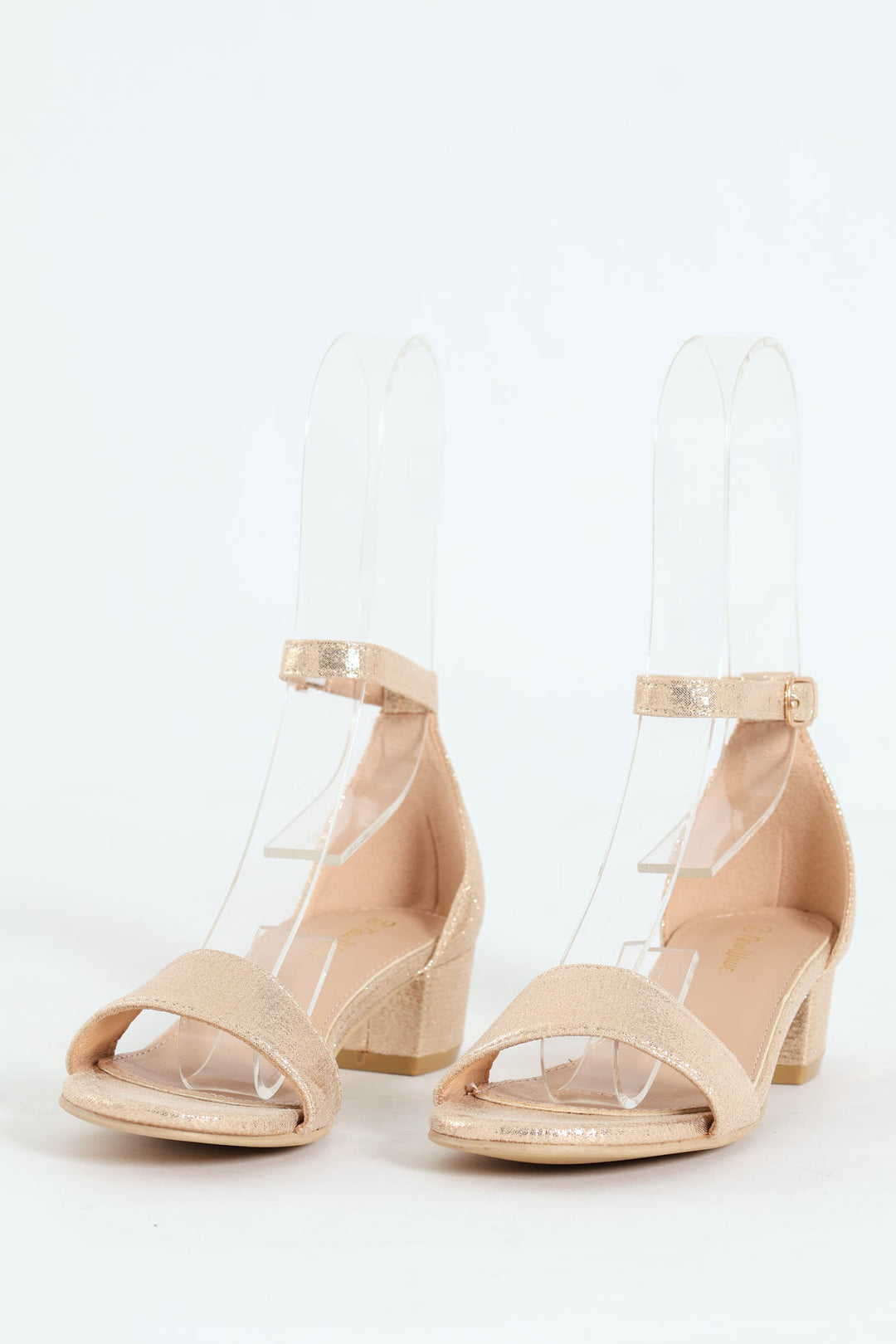 Girls Ankle Strap Heeled Sandal - Gold