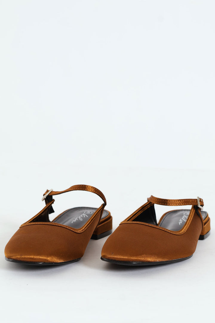 Satin Square Toe Push In - Bronze