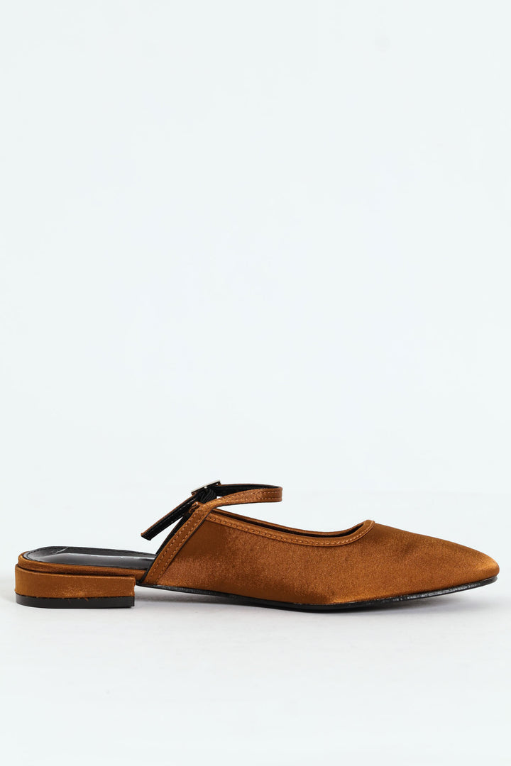 Satin Square Toe Push In - Bronze