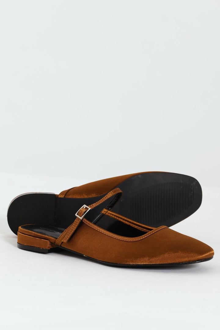 Satin Square Toe Push In - Bronze