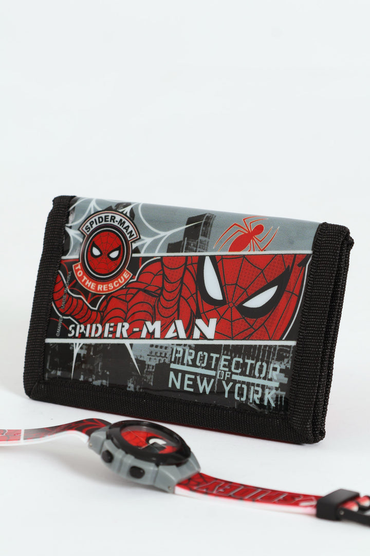 Pre-Boys Spider-Man Watch Wallet Set - Red