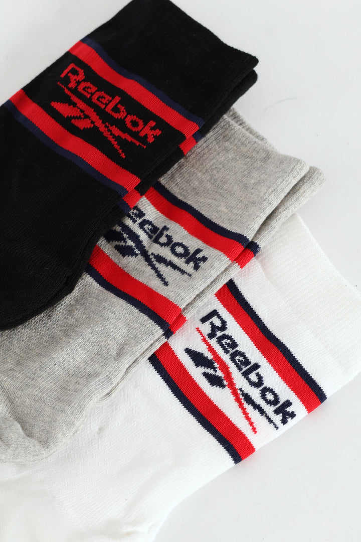 3 Pack Sport Crew Socks - White/Black/Grey