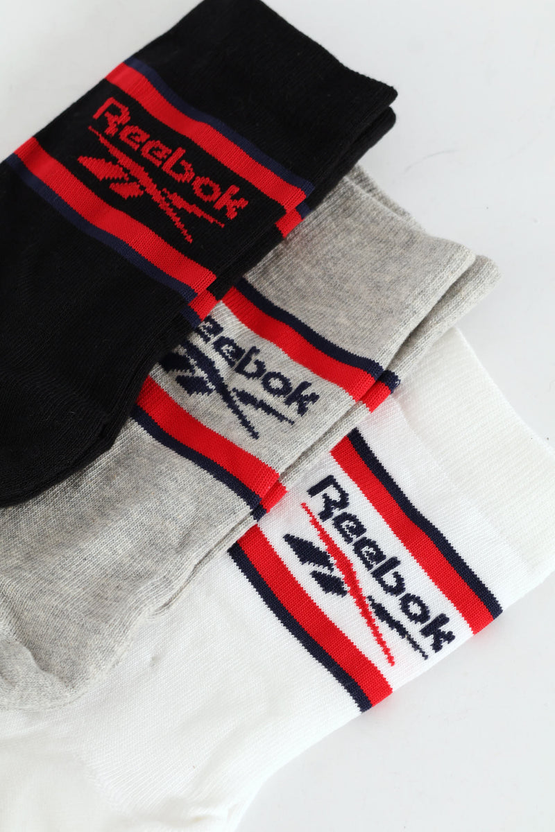 3 Pack Sport Crew Socks - White/Black/Grey