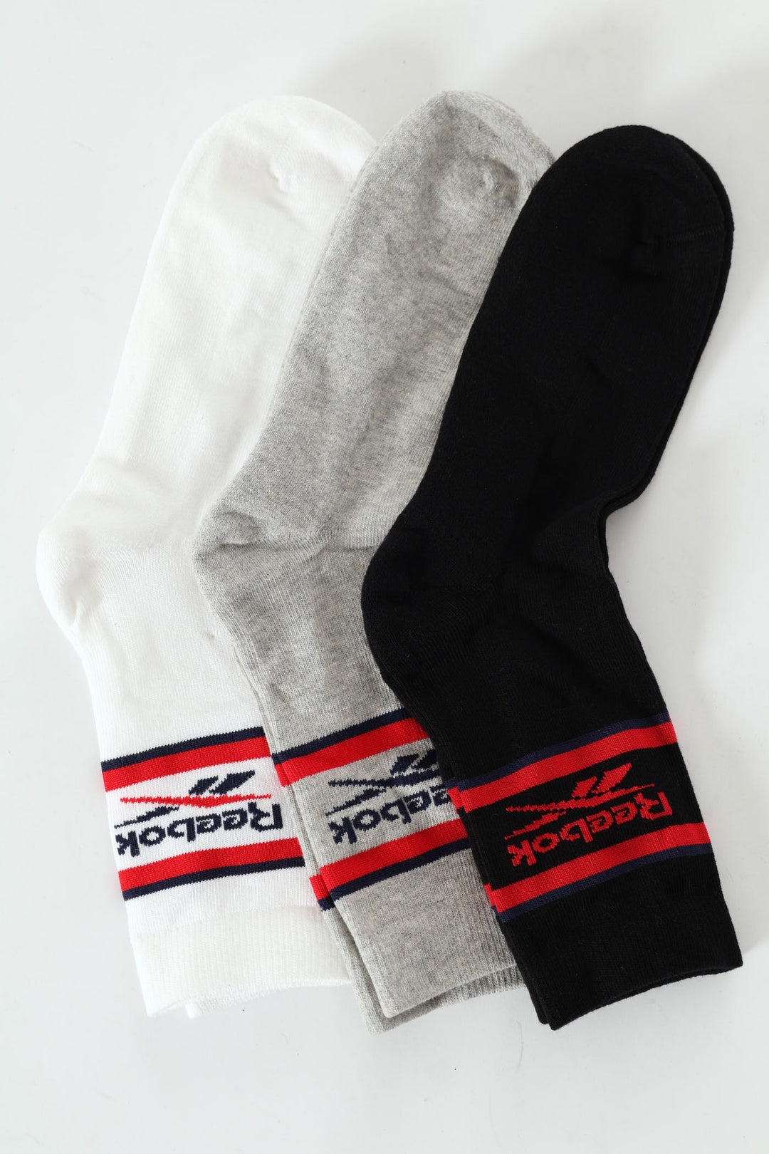 3 Pack Sport Crew Socks - White/Black/Grey