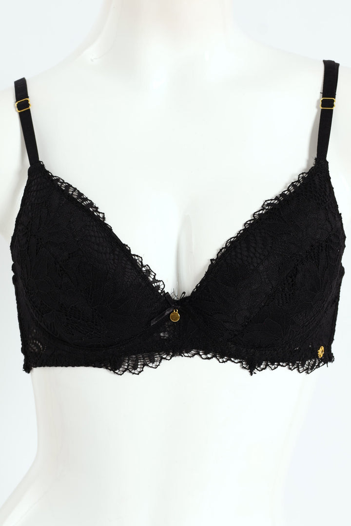 Single Galloon Lace T-Shirt Bra - Black