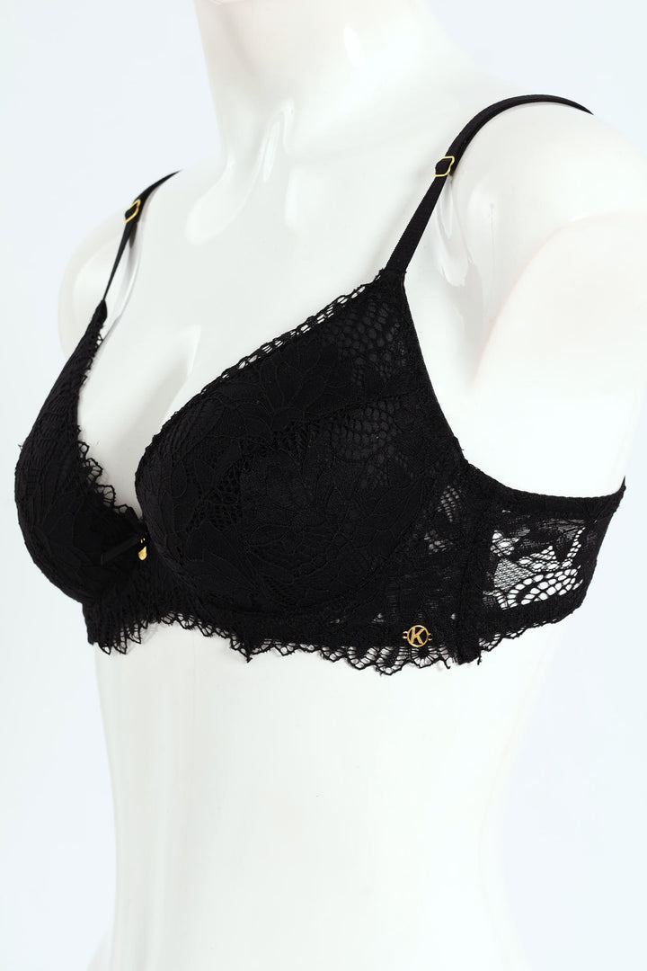 Single Galloon Lace T-Shirt Bra - Black